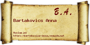 Bartakovics Anna névjegykártya