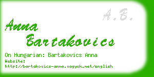 anna bartakovics business card